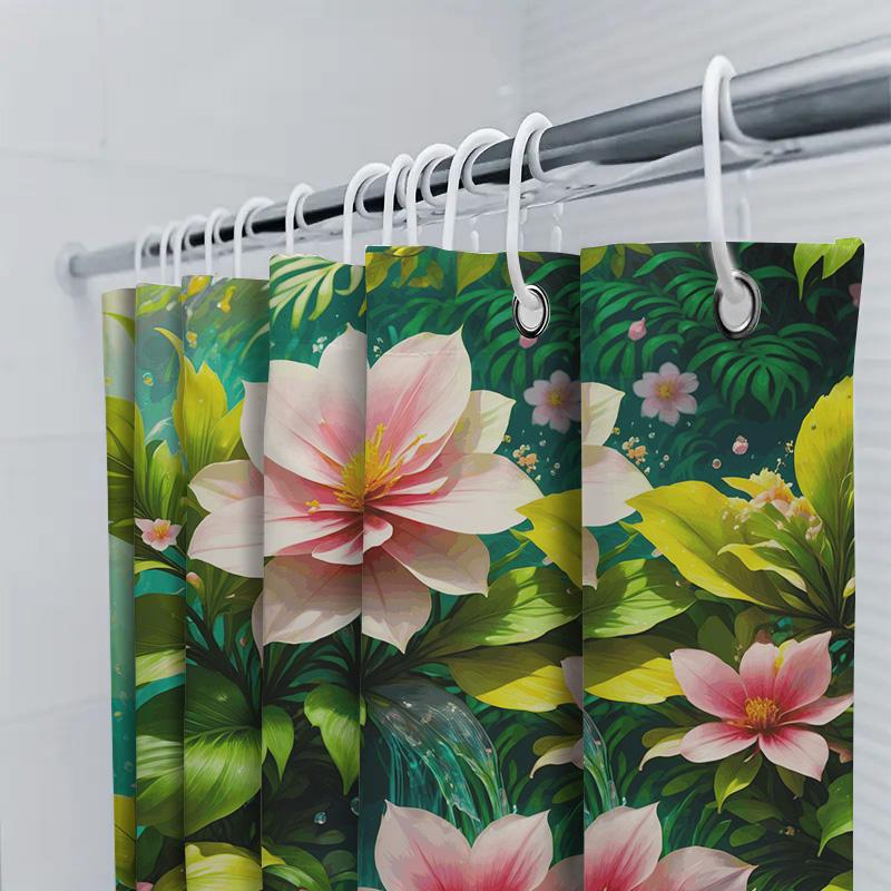 Luxury Bath Shower Curtain Waterproof Print Decorative Flower Garden Home Decoration Pink 180X240Cm Free Shipping + $5.99 Return