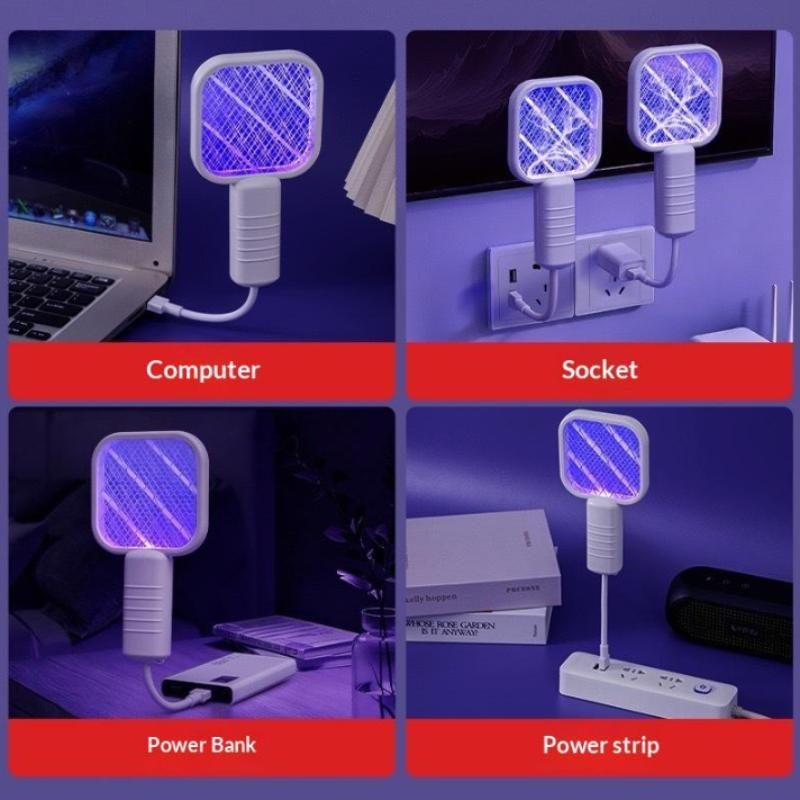 Summer New Usb Uv Light Mosquito Swatter Trap Portable Killer Lamp Electric Shock Mini Fly Bug Zapper For Bedroom Outdoor