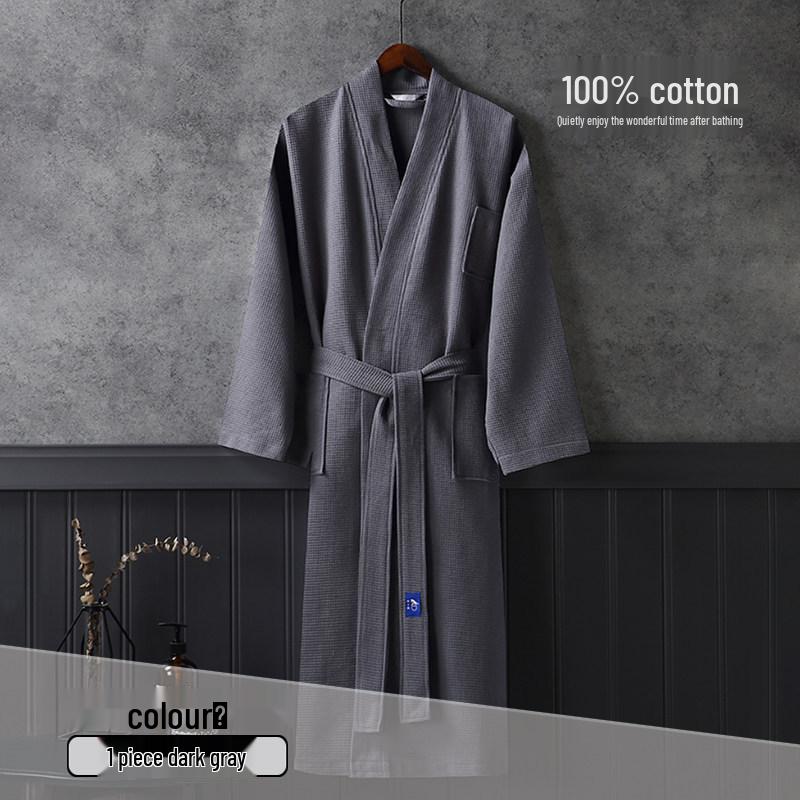 Unisex Quick-Dry Cotton Waffle Bathrobe - Ideal for Summer and Hotels