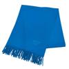 Excellent Shawl Large Fringed Scarf with Embroidered Logo Blue Cashmere Used