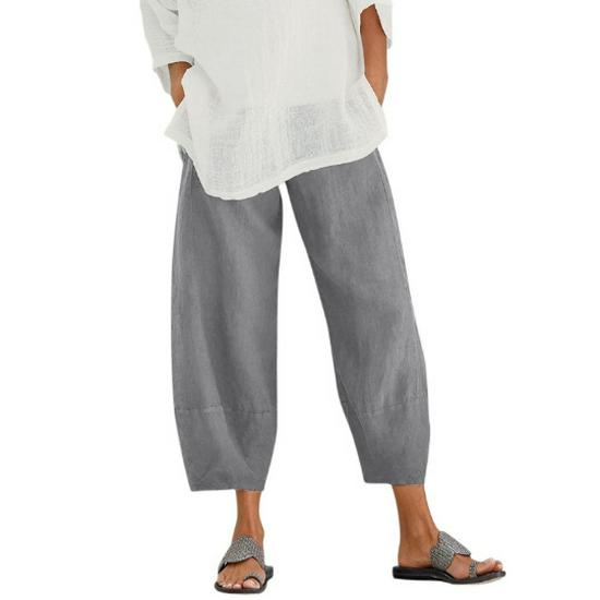 Elastic Waist Cotton Linen Loose Casual Pants for Women - Spring/Summer Collection