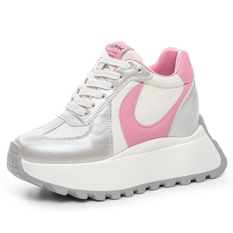 

Inner heightening women s shoes 8cm new breathable dad shoes platform mesh small sports casual shoes women A8878 39 розовый