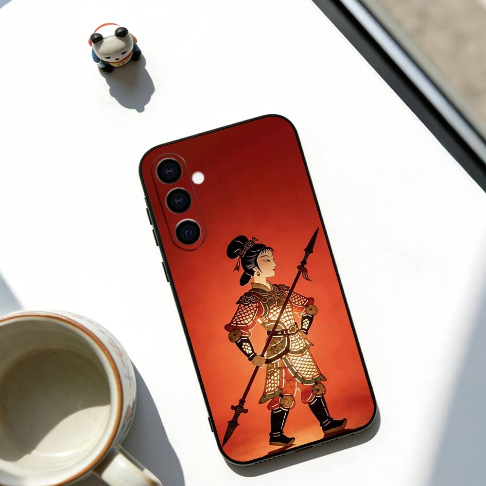 Chinese Shadow Puppetry Phone Case Soft black For Samsung Galaxy A73,A72,A71,A70,A53,A52,A51