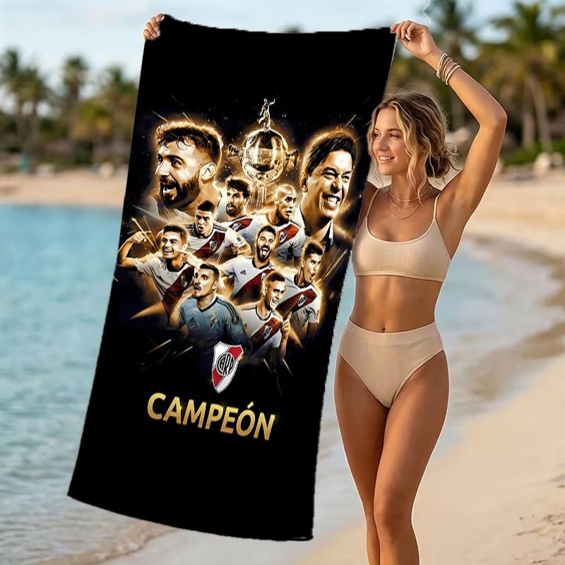 Beach Towel with Club Atlético River Plate Pattern - soft,absorbent,machine washable Lightweight&Modern,swimming,Travel Essentials