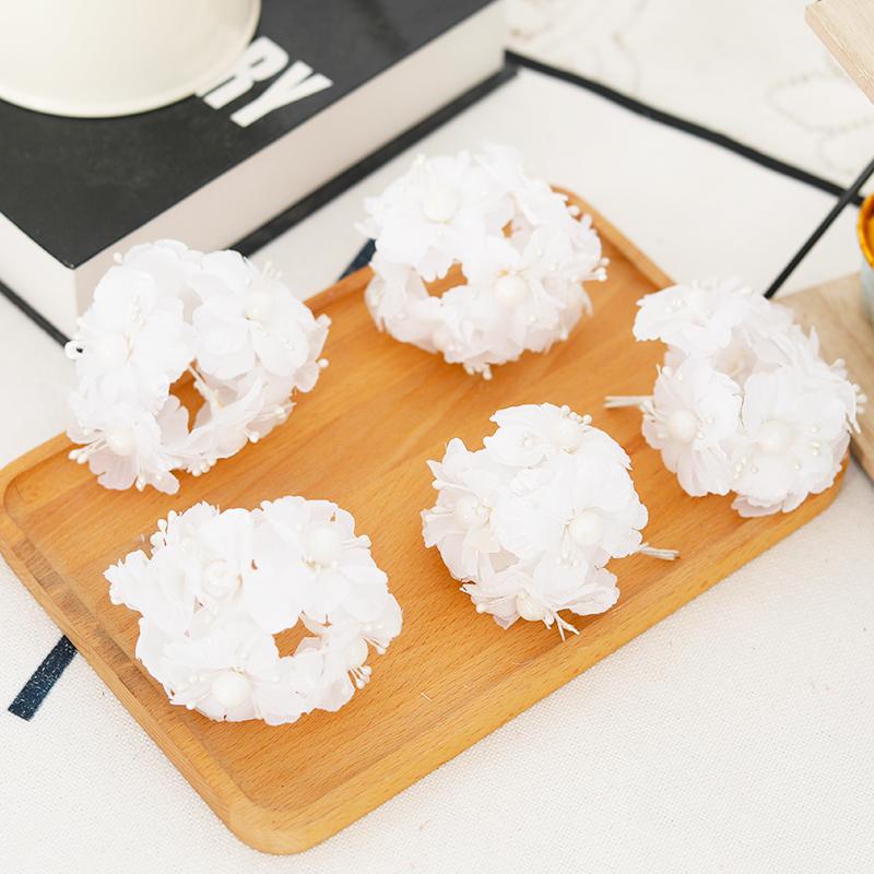 6pcs Golden Artificial Flowers Small Bouquet Christmas Wedding Home Decor Scrapbook Fake Plant Gift Box Wreaths Party Accessory