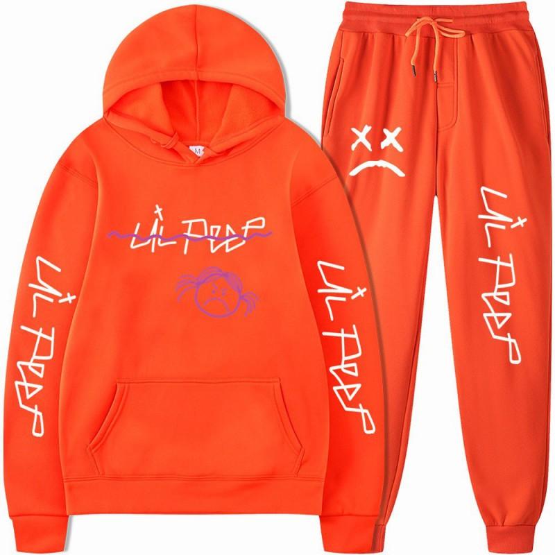 Mens Streetwear Hooded Sweatshirt Pants Set Casual Outfit Trendy Urban Style
