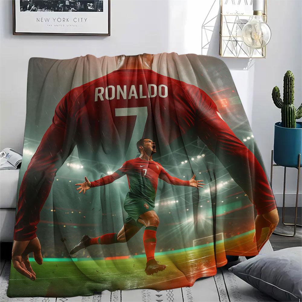 Cristiano Ronaldo Printed Flannel Blanket, Soft Throw for Bedroom Sofa, Washable,soccer Fan Merchandise, Great Gift.