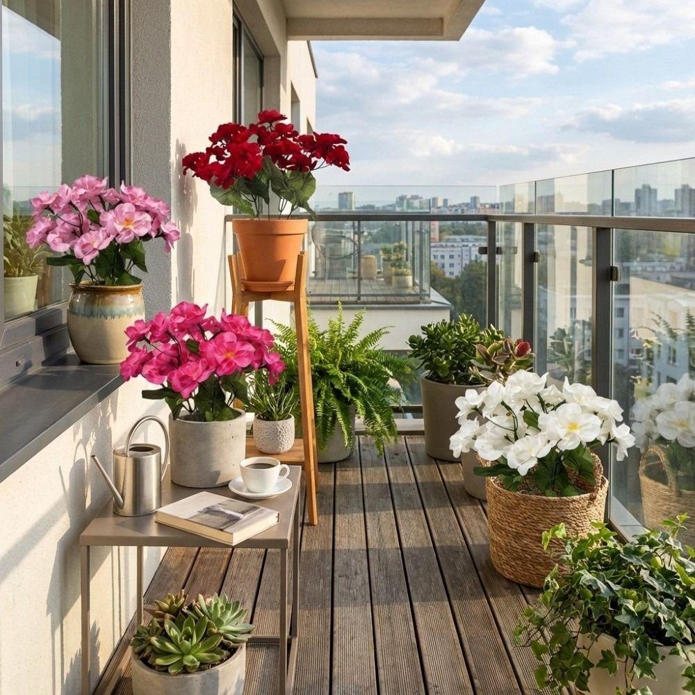 UV Protection Silk Begonia Flower Floral Arrangement Fake Flower Faux Plants  Office Decoration