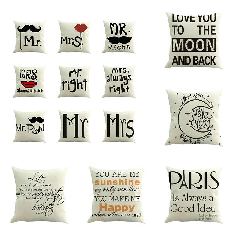 Luxurious Romantic Retro Words Quotes Throw Cushion Cover Pillow Case For Sophisticated Home Decor