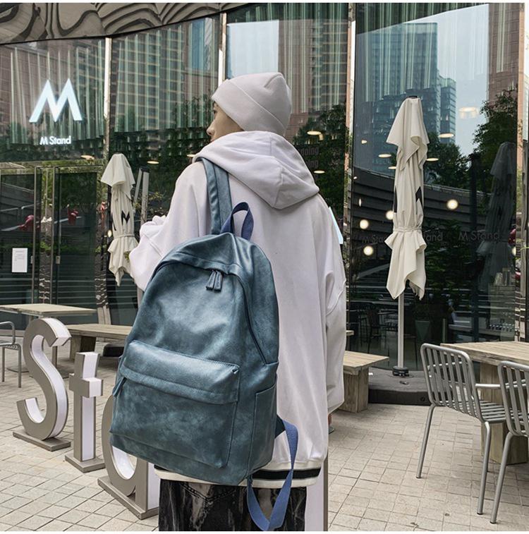 Large Capacity PU Leather Backpack - Unisex Casual Travel & College Bag