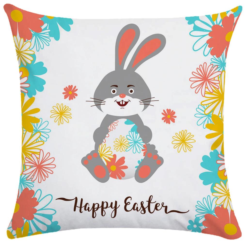 Home Decoration Easter Pillowcase Cute Rabbit Egg Print Pillowcase Living Room Sofa Cushion Cover Bedroom Room Decoration