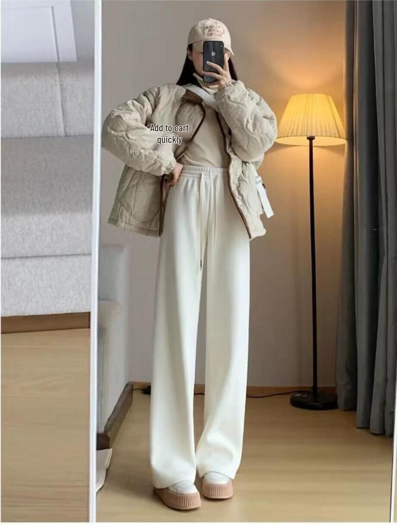 Damen Fleecegefütterte Chenille High-Waist Wide-Leg Hose - Warm, Weich und Stilvoll für Herbst und Winter.