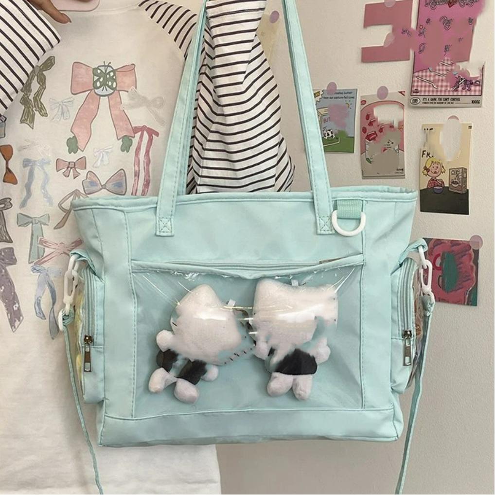 Japanese Sweet And Cute Dolls Bag Ulzzang Ita Bag Large Capacity Transparent Shoulder Bag Crossbody Tote Bag For Women