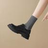 New Black Leather Single Shoes Women's Spring and Summer Platform Versatile Lace-up Small Leather Shoes