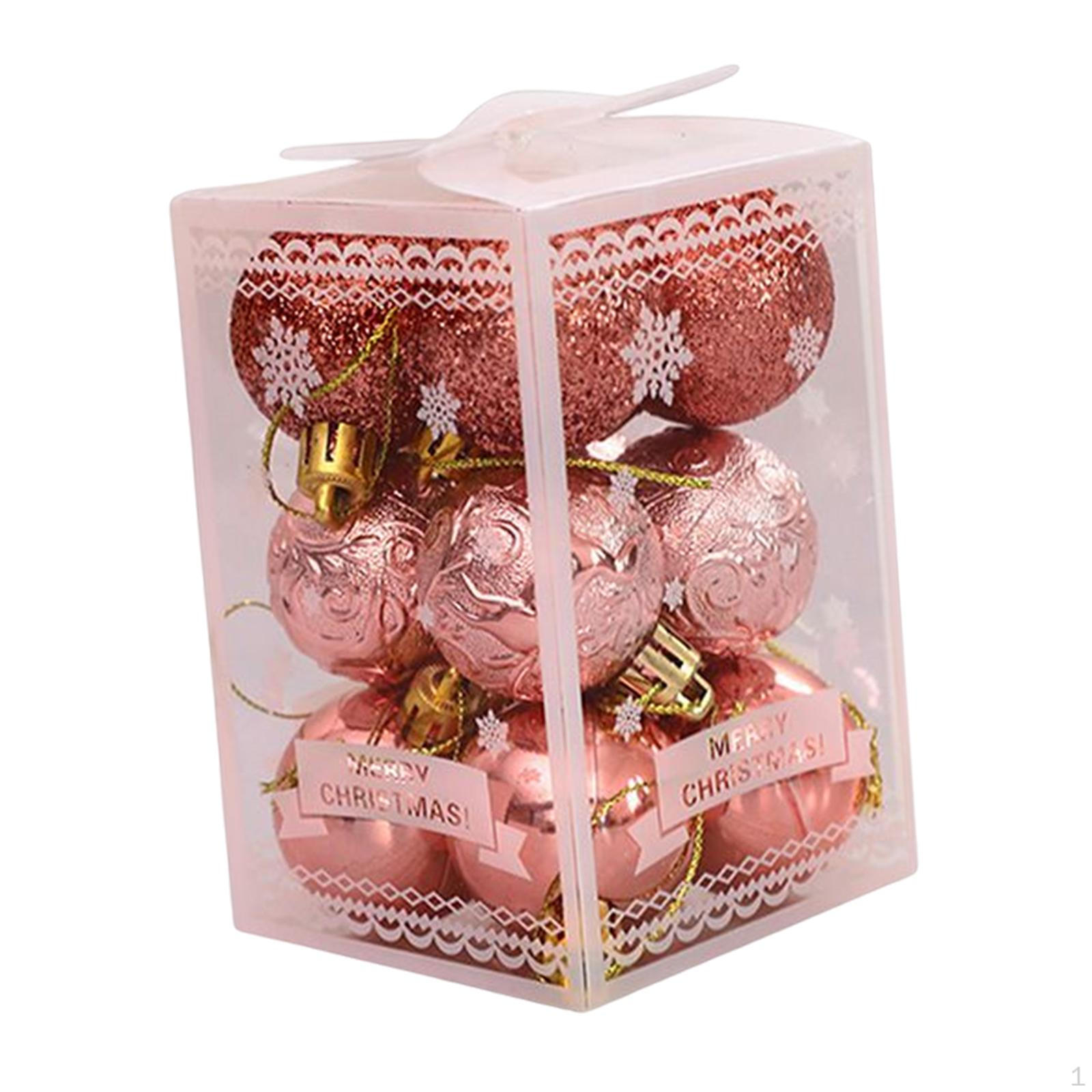 

12 4cm Christmas Tree Pendants Party Decors Decorative Decorations for Xmas Restaurant Wedding Rose Aureate