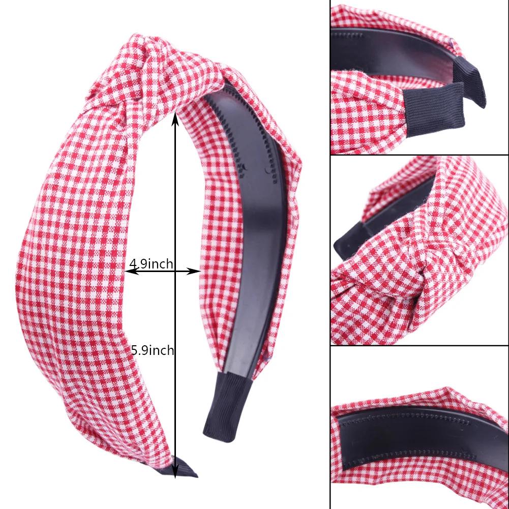 Vintage Checked Headband Non Slip Stripes Hair Hoop for Women Christmas Top Knot Hairbands Kids Girls Children Hair Accessories
