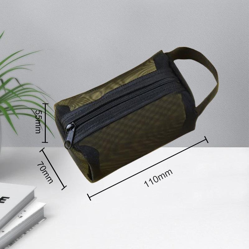 Přenosná cestovní a make-up taška z černé nylonové síťoviny