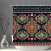 Bohemian Duschvorhang-Set Wasserdichtes Tuch Schwarze Geometrie Fransen Farbig Bedruckte Badevorhänge Mehrere Größen Badezimmer Sichtschutz Dekoration
