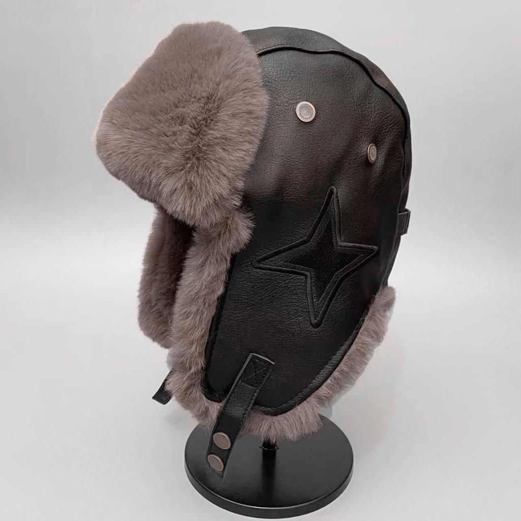 Women'S Retro Pilot Hat - Thick Plush Ear Cushions, Warm Winter Cycling & Snowboarding with Fur-Lined Ears, BrownRed/ - Cold Weather