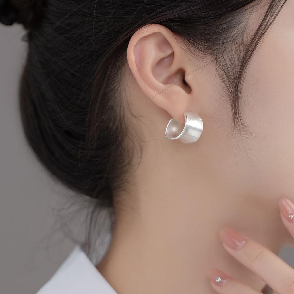 925 Sterling Silver Vintage Shinning Moon Shape Earrings For Women Trendy Earring Jewelry Prevent Allergy Party Accessories Gift