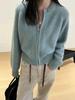 2025 Autumn Winter Pure Wool Double Zipper Women's Round Neck Fluffy Loose Knit Sweater