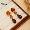 Water Drop Earrings Earrings, with Amber Gradient Design, Durable Alloy Retro Elegant Style Jewelry for Women Warm Luster