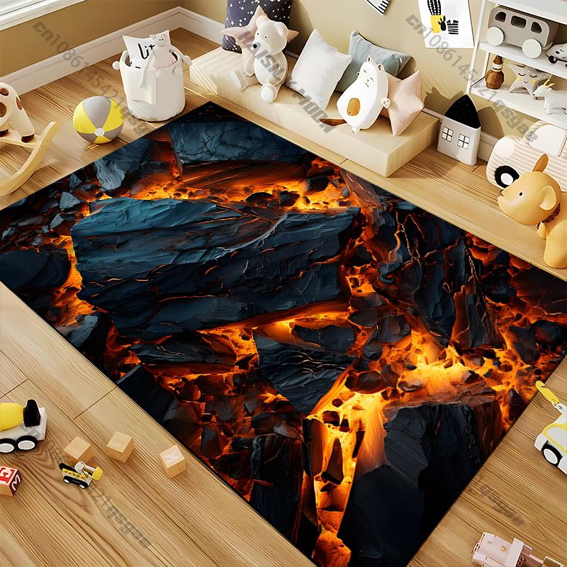 

Flame Lava Stone Cartoon Pattern Living Room Bedroom Carpet Bedside Floor Mat 15 Size Kid s Room Cloakroom Play Mat Area Rug 40x60cm