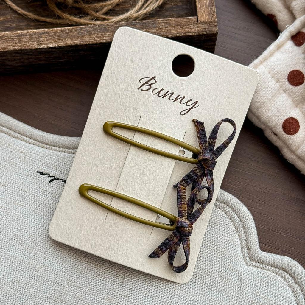 Korean Retro Plaid Bow Hairpin Hairpin Ins Basic All-match Girls Do Not Hurt Their Hair Side Bangs Hairpin
