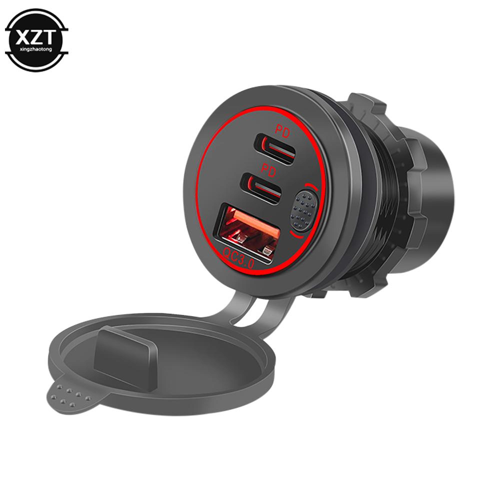 

Автомобильное зарядное устройство USB 12 В/24 В USB-разъем USB-выход QC3.0+ двойной PD флэш-переключатель зарядки порты с выключателем питания Быстрый автомобильный адаптер