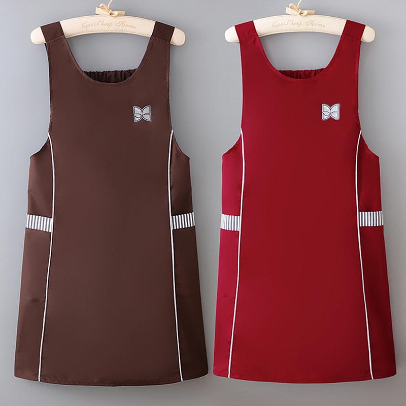 Fashionable Slim Waistcoat Apron Waterproof Waist Strap Apron Solid Color Oil-Proof Cooking Baking Uniform Breathable