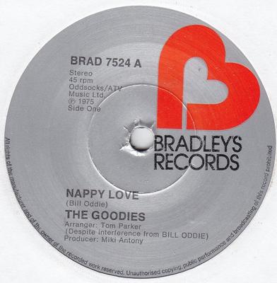 Disque 7 pouces GOODIES - Nappy Love BRAD7524 Bradley's Recor 1975 UK Pop Occasion