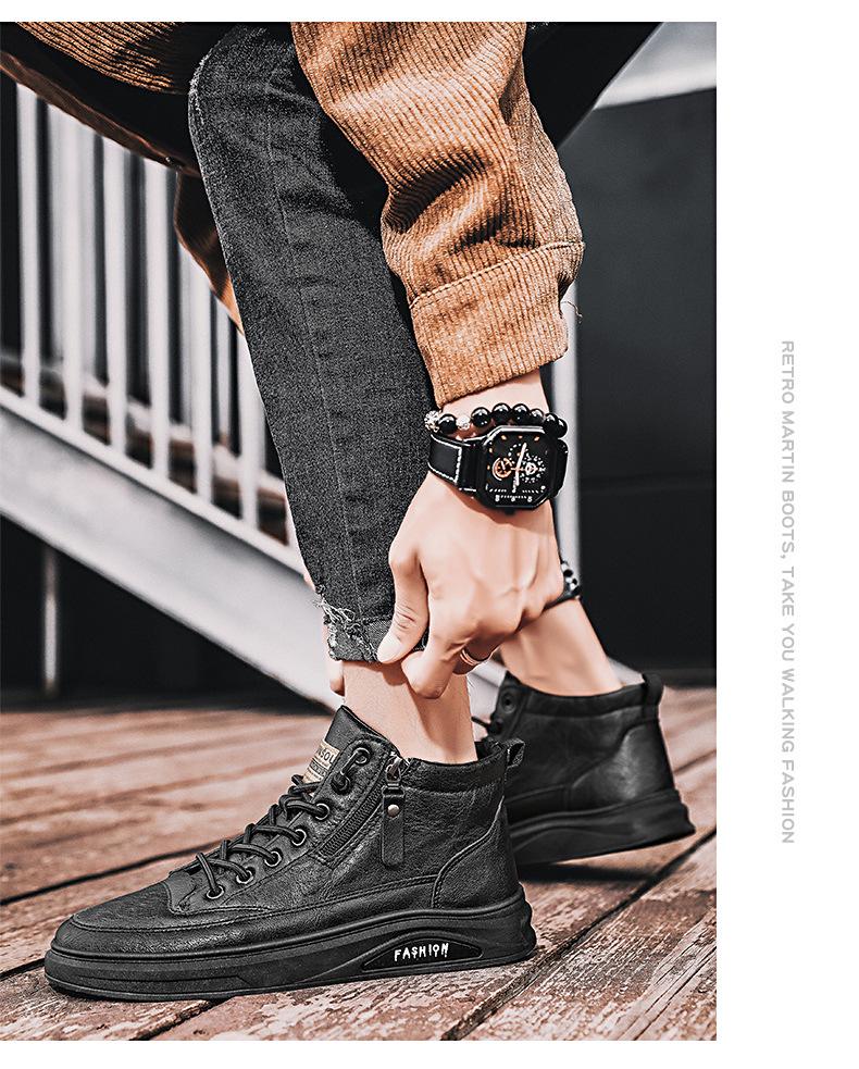 Męskie wodoodporne buty robocze z wysoką cholewką - Antypoślizgowe, casualowe skórzane na każdą porę roku