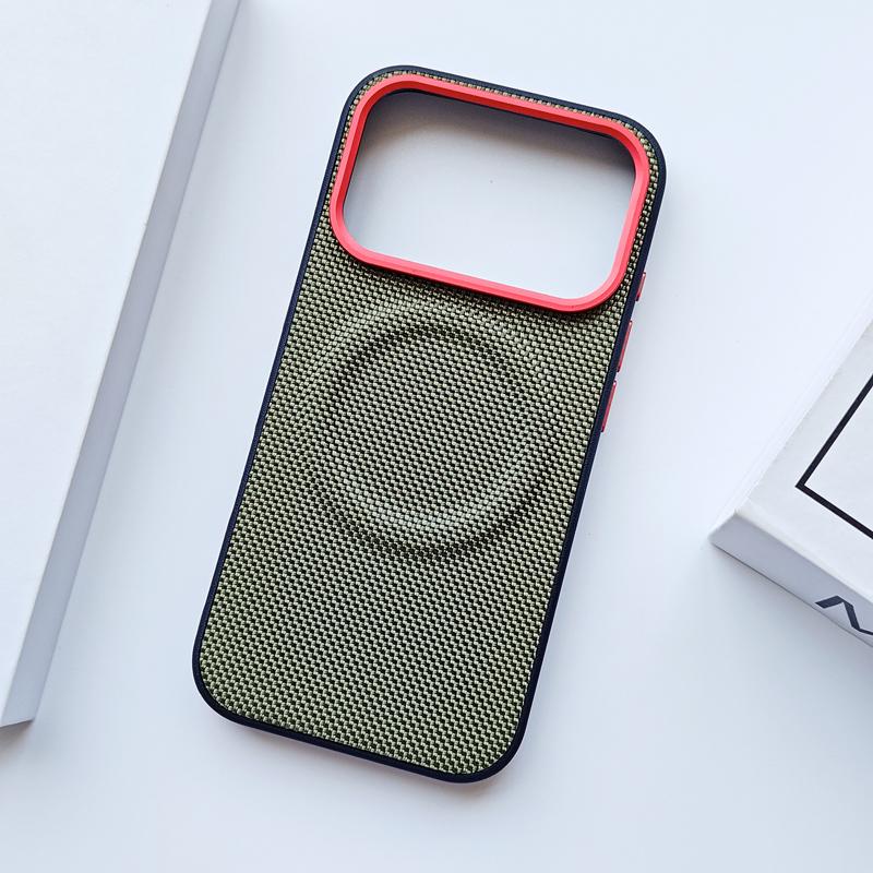 

For iPhone 17 Pro Max 17 Air Case Magnetic Soft TPU+Nylon Woven Leather Back Anti-Fingerprint Cover for iPhone17 iPhone17