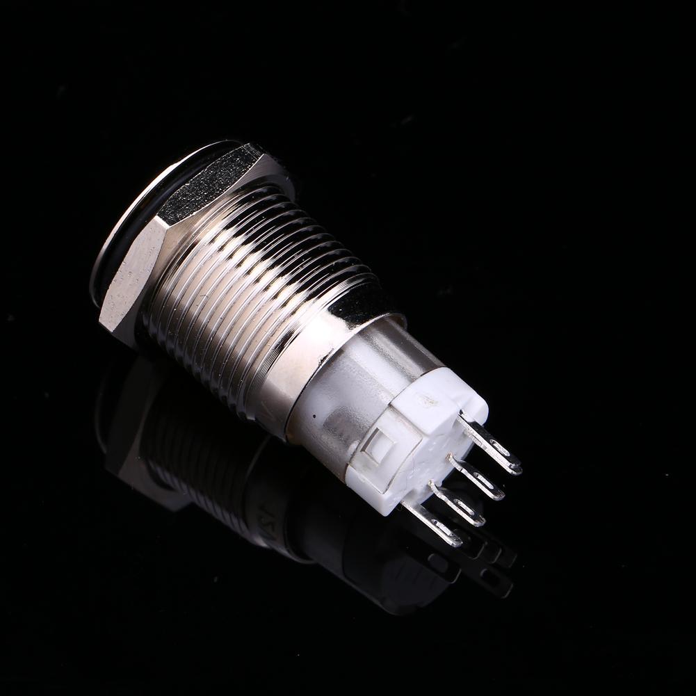 1 Piece 16mm 1NO 1NC Connection 12V Metal LED Toggle Switch Latching Push Button