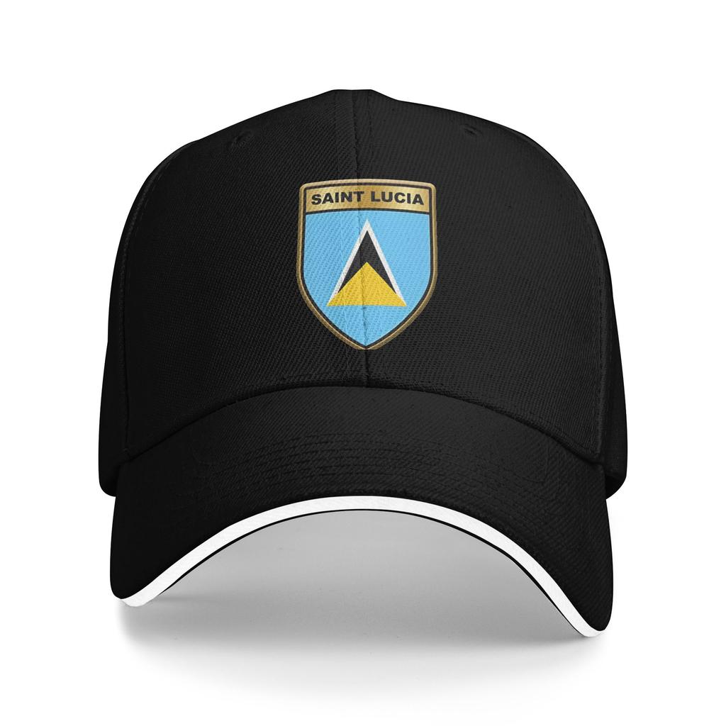 Saint Lucia Coat of Arms Baseball Cap Fashion  Sandwich Hat for Unisex Women Adjustable Hats Cap Outdoor