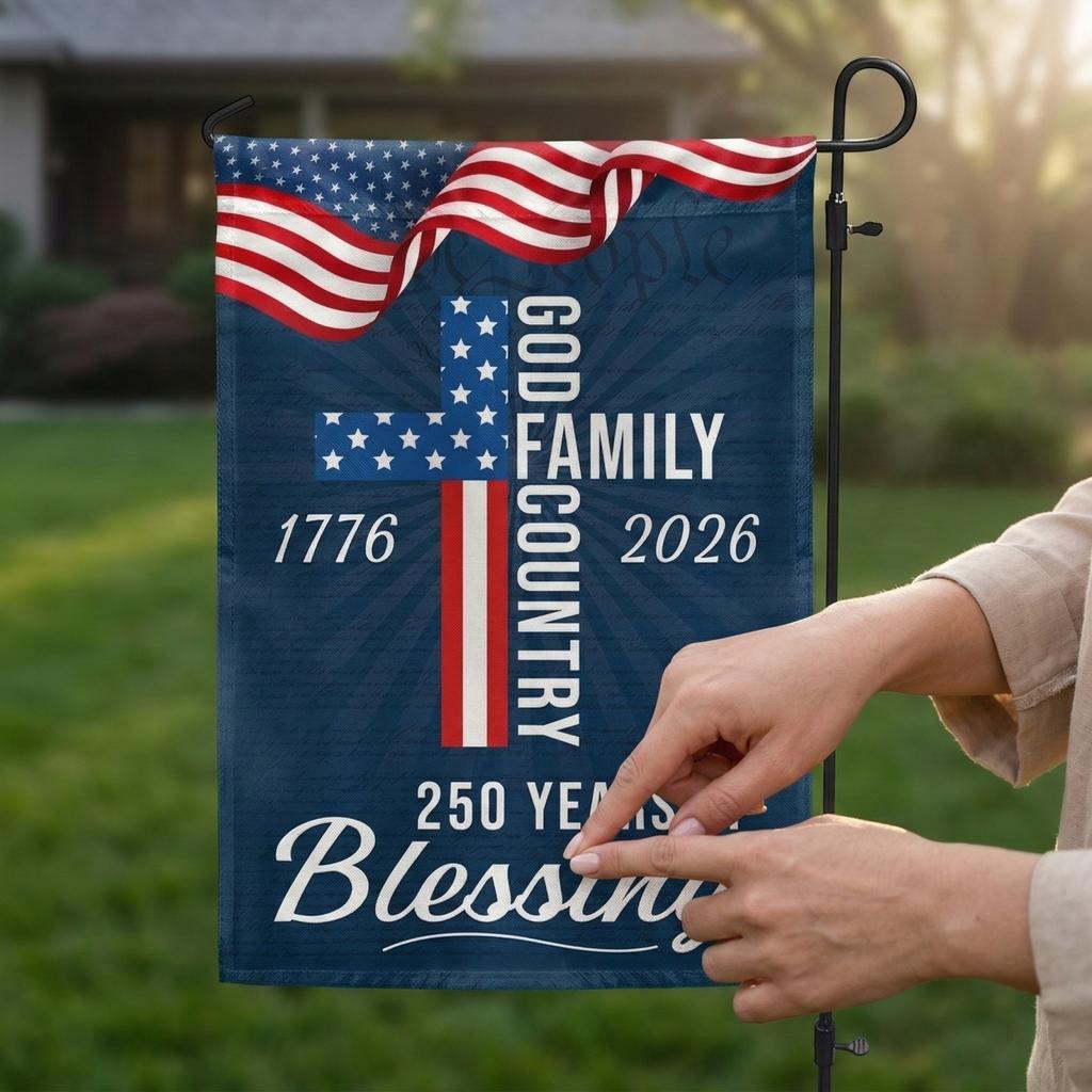 250th Independence Day Patriotic Decor - Religious Garden Flag, American Heritage Bunting For Home & Yard Celebrations
