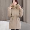 Overcomes The Long Korean Version of Loose Cotton-padded Clothes for Women, Adding Velvet and Thickening Waist Cotton-padded Jacket Coat In Winter.
