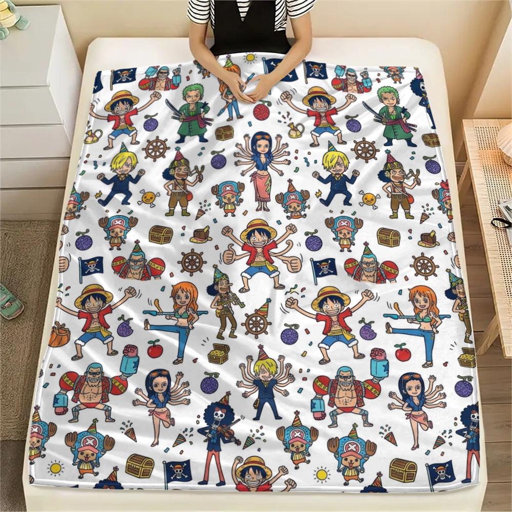 1PC One Piece Poster Patterned Flannel Blanket Suitable For All Seasons For Home Decor Warmth And Comfort Gifts Holiday Present