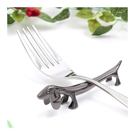 Smiti Animal Chrome Chopstick Rests / Knife Rests, Set of 5 (Dachshund, Black)