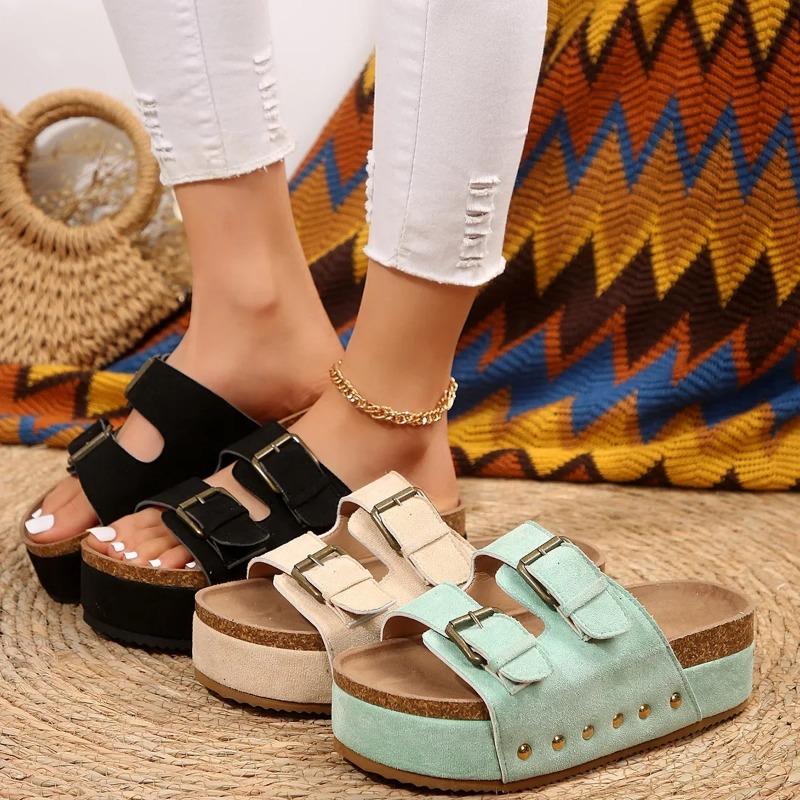 Women Summer Slippers Roman Style Open Toe Sandals Vacation Bohemian Shoes for Womens Thick Soled Platform Flat Slides Zapatos
