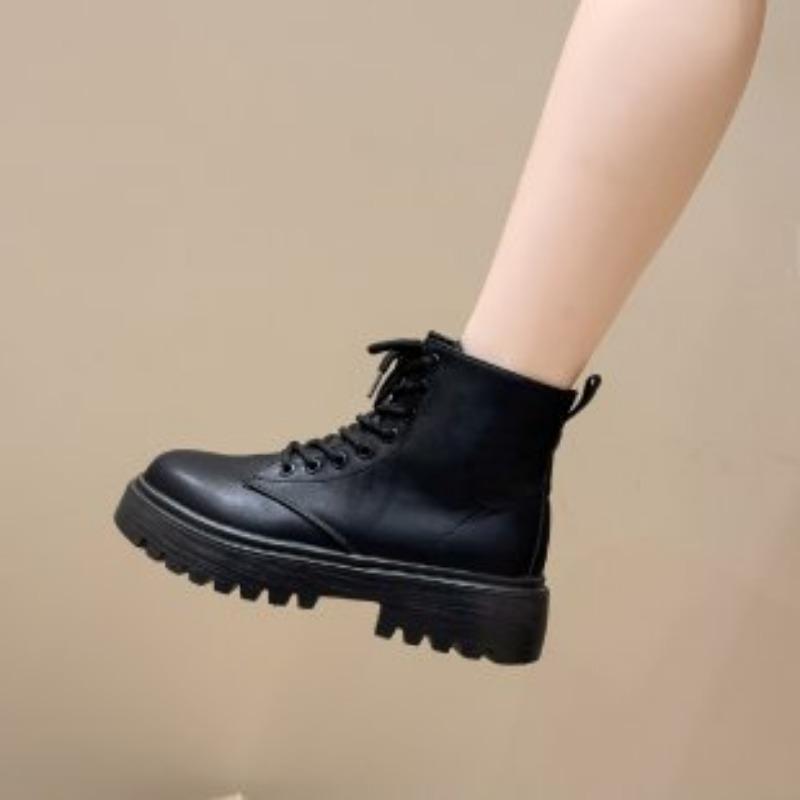 

Большого размера осенне-зимние ботильоны на платформе и толстом каблуке, женские черные ботинки Мартина с боковой молнией, женская обувь 43