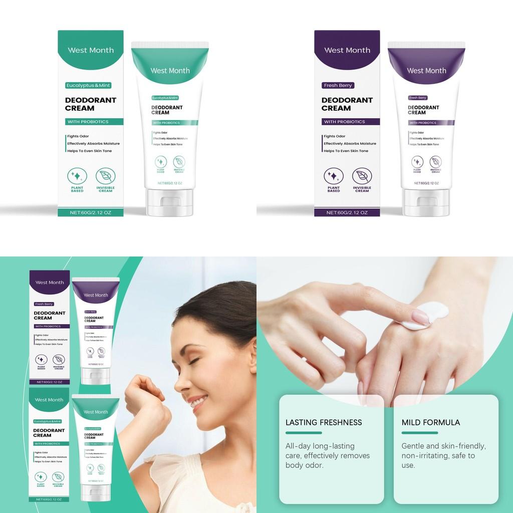 Premium West Month Body Care Cream For Odor Control And Freshness In Eucalyptus Mint Scent
