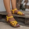 Été Bout Rond Nouvelles Chaussures Plates pour Femmes Sandales Romaines Décontractées en Caoutchouc Plage Chaussures pour Femmes