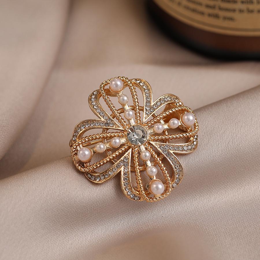 

Bow garland pearl brooch women s high-end versatile diamond-encrusted flower suit corsage creative clothing