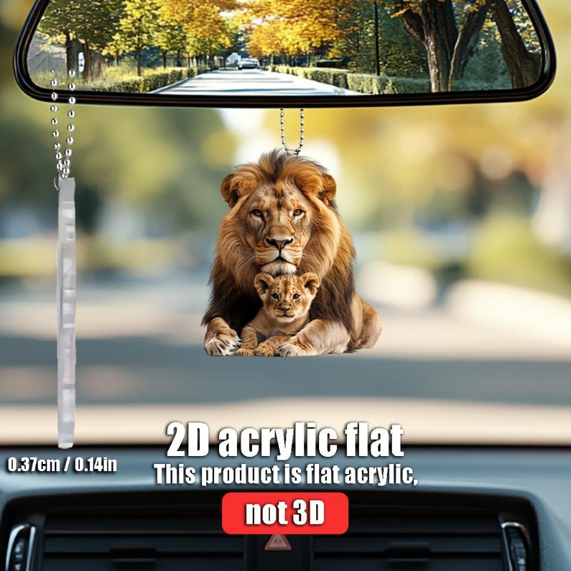 Płaski akrylowy wisiorek 2D z podwójnym lwem - dekoracja do samochodu, domu, akcesoria do plecaka, breloczek, idealny prezent dla miłośników zwierząt