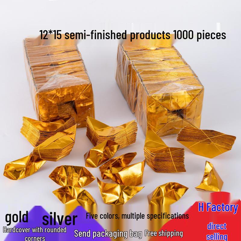 Handmade Origami Gold and Silver Ingot with Thickened Tin Foil, Semi-Finished Paper Craft