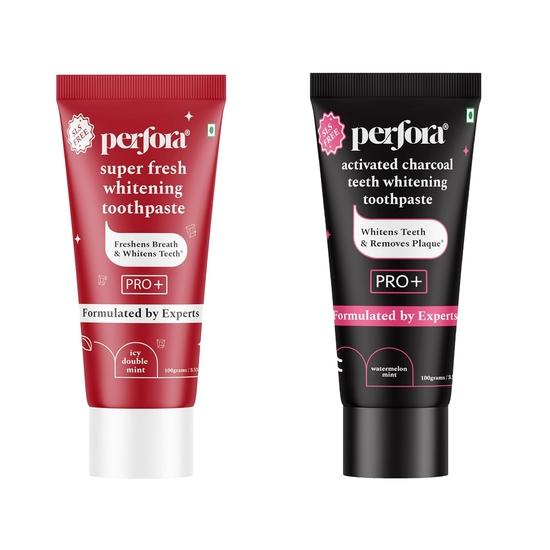 

Perfora Отбеливающая зубная паста Комбо - Безопасная для эмали отбеливающая зубная паста для мужчин и женщин | Супер свежая и с активированным углем