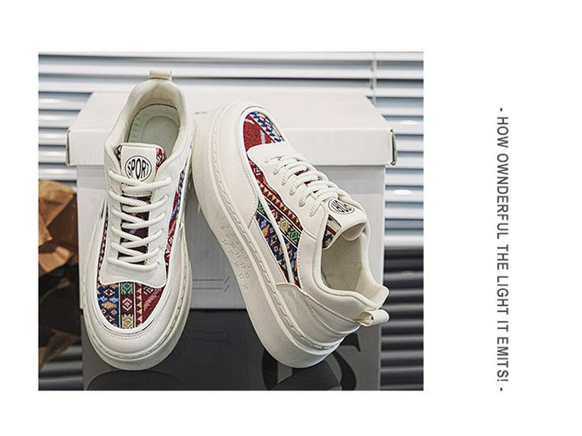 Autumn Korean Style Men's Breathable Thick-Soled Cloth Sneakers - Trendy White Board Shoes for Casual Sports