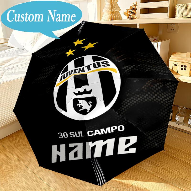 Custom Name Umbrella Juventus Team Crest Umbrella 8-Frame for Travel, Camping, Casual Lightweight Portable, Essential for Family Gifts