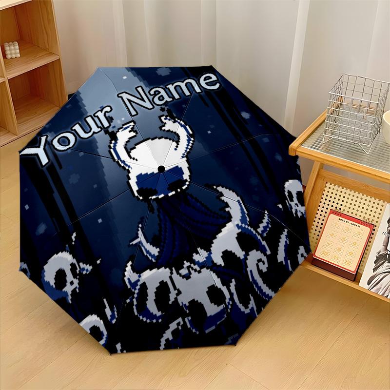 Custom Text Automatic 8 Bone Umbrella, Portable Sun Rain Protection UmbrellaHollow Knight